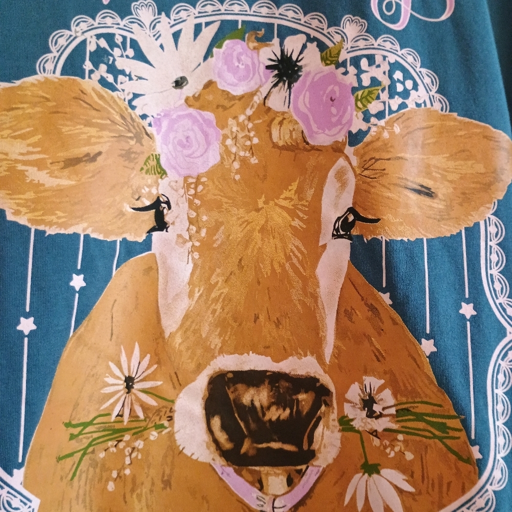 Grace & Cotton Heavens to Betsy Cow Graphic Long‎ Sleeve Tee Medium Southern... - Picture 7 of 11